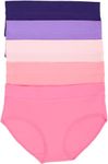 Felina Womens 5 Pack Pima Cotton Wide Waistband Hipster, Violet Indigo/Fairywren/Glory Pink/Morning Glory/Pink Carnation, Small