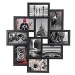 10 Opening 4x6 Black Collage Picture Frame Wall Hanging for 4 by 6 inch Multiple Photo Frames