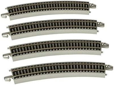 Bachmann Trains - Snap-Fit E-Z Track 22” Radius Curved Track (4/Card) - Nickel Silver Rail with Gray Roadbed - HO Scale