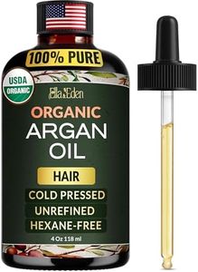Ella & Eden Organic Argan Oil for Hair with Glass Dropper 4 Fl Oz | USDA Certified 100% Pure Cold-Pressed Hexane-Free Moisturizing Argan Oil for Face All Skin Types