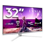 Philips Evnia 32M2N8900-32 inch UHD OLED gaming monitor, 240 Hz, 0.03 ms, HDR400, FreeSync Prem. Pro, G-Sync comp, AmbiGlow (3840x2160, 2x HDMI 2.1, 1x DP 1.4, 1x USB-C (65W PD), USB Hub) white