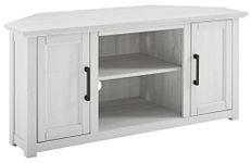 Crosley Furniture Camden 48-inch Corner TV Stand with Open Storage, Whitewash