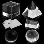 Supkiir 5 Pack K9 Optical Crystal Photography Prism Set with Crystal Ball Glass Triangular Prism Cube Lens Prism Ball and Optical Pyramid, Portable Rainbow Prism for Photos and Teaching Light Spectrum