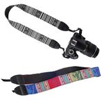 Kraptick DSLR Camera Straps, Camera Crossing Body Strap, Wolven Pattern Canvas Camera Neck Shoulder Strap Belt Compatible with All DSLRs/SLRs, Camera Accessories for Men and Women (Pack of 2)(MFP974)