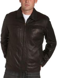 Cole Haan Men's Washed Lamb T Front Jacket, Black, X-Large