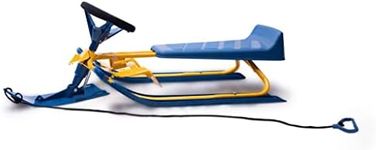 Machrus Frost Rush Snow Sled with Steering Wheel, Twin Brakes & Pull Rope - Winter Racer Snow Sled for Kids and Adults for Sledding