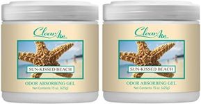 Clear Air Odor Absorber Gel - 15 oz, Pack of 2 - Air Freshener Absorbs and Eliminates Odors in Bathrooms, Cars, Boats, RVs and Pet Areas - Made with Essential Oils - Sun-Kissed Beach Scent