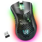 WolfLawS KM-1 Wireless Gaming Mouse, Computer Mice USB Wireless Mouse with Honeycomb Shell, 6 Programmed Buttons, 3 Adjustable DPI, Ergonomic RGB Optical Gamer Mouse for Laptop PC Mac