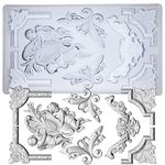 Baroque Retro Relief Fondant Moulds, Border Frame with Cupids Figurine Polymer Clay Moulds Air Dry Clay