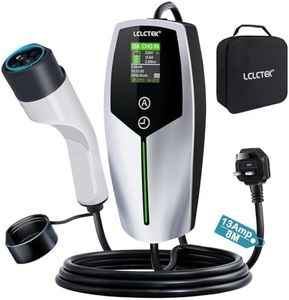 LCLCTEK EV Charger Cable Type 2 to 3 Pin Plug 8-meter, Portable UK 3 Pin EV Charger,Electric Car Charger [6/8/10/13A], 2.99KW Car-Charger with LED Display, IP65 Waterproof,Type 2 Cable EVs and PHEV