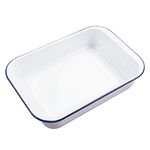 webake Enamel Roasting Tin Pie Dish Baking Tray Bakeware Oven Pans, 36 x 24 x 7 cm