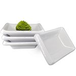 Happy Sales HSDBWH4T, Melamine Sauce Dipping Bowls, Sauce Dishes, Set of 4 pc Tetragon, White