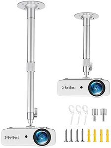 2-Be-Best Upgraded Projector Mount,12-24in / 30-60cm Universal Projector Ceiling Mount Extendable Projector Wall Mount Adjustable Angle 360° Rotation Drop Ceiling Projector Mount Silver