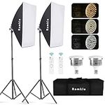 Softbox Lighting Kit, Dimmable 2800K-6000K 85W LED Studio Video Photography Lighting Equipment for Portraits Advertising Shooting YouTube Video