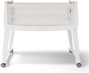 SnuzPod Studio Next to Me Crib, Baby Bed with Zip-Down Wall and 6 Height Settings, Includes Breathable Mattress and Wheels for Newborn (0-6 months), Paris