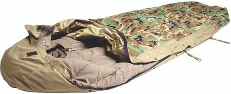 Mil-Tec Trilaminate Durable Waterproof Lightweight Breathable Tactical Outdoor Camping Hiking Generous Cut Sleeping Bag Cover with Zip Closure | Suitable for Various Sleeping Bags, Woodland Camo