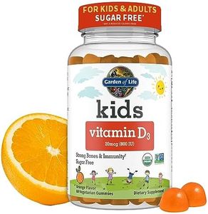 Garden of Life Kids Organic Vitamin D3 Gummies with 800 IU (100% Daily Value) for Strong Bones, Teeth, Brain & Immunity – Non-GMO, No Gluten, Vegetarian, Sugar Free, Orange Flavor, 60 Servings