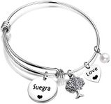 BLEOUK Mom’s Gift Suegra Bracelet Mother in Law Gift Family Tree Bracelet Stepmother Keychain Mother's Day Gift Birthday Gift Wedding Gift