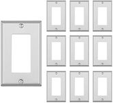 DEWENWILS Decorator Metal Wall Plate, 10-Pack Stainless Steel Outlet Cover for Receptacle, Dimmer Switch, Corrosion Resistant, Brushed Finish, Silver, ETL Listed