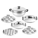 SPRINGWAY - Brand of Happiness | SS Cook N Steam Multi Kadai 6pcs Set, Stainless Steel