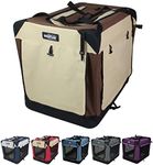 EliteField 3-Door Folding Soft Dog Crate, Indoor & Outdoor Pet Home, Multiple Sizes and Colors Available (20" L x 14" W x 14" H, Brown+Beige)