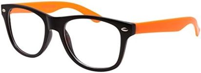 grinderPUNCH Kids Nerd Fake Glasses Clear Lens Colored Arms Geek Costume Children's (Age 3-10) Orange