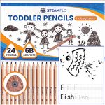 Kids Pencils for Beginners, Toddlers and Preschoolers with Jumbo Triangle Shape, Soft 6B Graphite, Fat Pencils With Easy Grip and Thick Core (24 Pack)