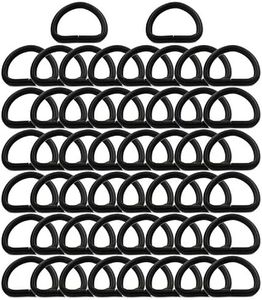 BIKICOCO Metal D-Rings Buckle, 3/4 Inch Non-Welded for Webbing Sewing DIY - Black - Pack of 50