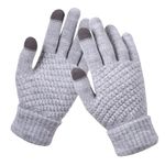 Tomorrow Winter Gloves - Touchscreen Magic Unisex Warm Stretch Knitted Wool Mittens with Touch Screen Capability, Woolen Comfort Full-Fingered Protection - Stylish Solid Knit, Double Layered (Siver)