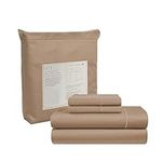 600 Thread Count 100% Cotton Sheets, King Size Sheet Set, 4 Pc, Luxury Sheets & Pillowcases, Breathable Bedding for King Bed, Sateen, King Bed Sheets, Deep Pockets - Taupe