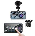 4" LCD Touch Screen 2 in 1 Dash Cam Front Rear 1080p Parking Camera Car Van DashCam Security Recorder Night Vision G-sensor DVR Recorder Blackbox 64GB