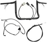 Prewired 14" Rise Pre-wired Ape Hangers Street Glide Handlebars with Clutch Cable Brake Line 1.25" Fat Meathook Miter Cut for Harley 2008-2013 Street Glide/Electra Glide/Ultra Limited NO ABS, Black