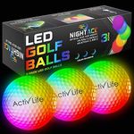 Activ Life Super Bright LED Golf Balls, 3 Pack, Color-Changing, Best Glow in The Dark Golf Presents for Men and Women, Night Golfing Unique Novelty Cool Christmas Stocking Stuffers