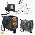 My Duque Chase 3 in 1 Dog Bike Bicycle Trailer Pet & Shopping Trolley Jogger Handy Trolley Easy Fold Includes Rain Cover Max Load 50kg Black