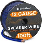 InstallGear 12 Gauge AWG 100ft Speaker Wire True Spec and Soft Touch Cable - Blue/Black