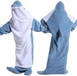 Deserthome Shark Blanket Onesie for Adult Wearable Shark Blanket Hoodie, Super Soft Comfortable Warm Shark Costume for Cosplay Blue Dolphin 3XL