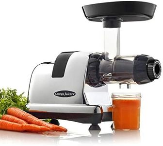 Omega J8228 Cold Press Juicer – Nutrition Centre, Quiet Dual-Stage Slow Masticating Juicer, Fruit & Vegetable Juice, 80 RPM, 200W (Chrome)