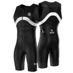 SLS3 Triathlon Suits Mens - Premium Pro Trisuit Triathlon Men - Sleeveless, Quick Drying Tri Kit with Large Back Pocket (Midnight Black, X-Large)