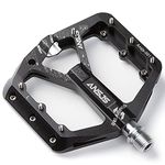 Ansjs Bike Pedals, Aluminum Mountain Bike Pedals,3 Bearings Bike Pedals Platform Bicycle Flat Pedals 9/16" Pedals Black MTB Pedals Metal Bike Pedals (A001B)