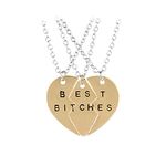 ShiQiao Spl Friendship Gifts for Women BFF Necklace for 3 Girls Birthday Gifts for Best Friend Bestie Best Bitchs Gifts