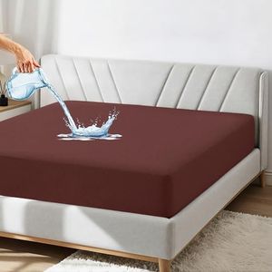 GADDA CO Waterproof Cotton Mattress Cover | Ultra-Soft, Breathable & Hypoallergenic Fitted Bed Protector | Coffee Color, 75x60 Inch (6.25x5 ft)