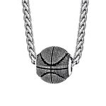 Stainless Steel Basketball Pendant Necklace with 22 Inches Chain Hip Hop Men's Necklaces, Trendy Baaketball Fan Sports Necklace Jewelry for NBA/Basketball League Lover