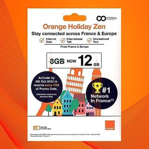 Preloaded Orange Travel Sim Card Now with 12GB of 4G Data, Unlimited Calls & Texts in Europe, 30 mins & 200 Texts from Europe to Worldwide (Lasts for 14 Days). Tethering Allowed