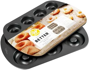 WiltonDonut Pan 2-Piece Set, 6-Cavity Mini, and 12-Cavity Standard Donuts, Scratch Resistant and Nonstick Doughnut Pan with Doughnut Molds, Made of Long Lasting Carbon Steel Construction Heats Evenly