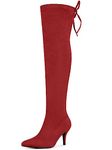 Allegra K Women's Stiletto Heels Thigh High Red Over Knee High Boots 11 M US