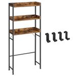 VASAGLE Toilet Shelf, 3 Tier Toilet Shelf, Space-Saving Bathroom Shelf, Easy Assembly, for Laundry Room, Industrial Style, Rustic Brown and Black, BTS002B01