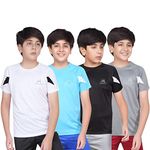 MIST N FOGG Boys Polyester Sports T Shirt (Pack of 4) (in, Age, 7 Years, 8 Years, Regular, Muti-1)