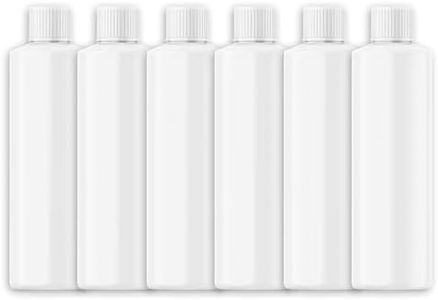 Reusable Plastic Bottles White HDPE 250ml (8 oz) Screw On Caps Multi-Purpose Use (6 Pack) | Traveling Use Perfect for Shampoo and Conditioner