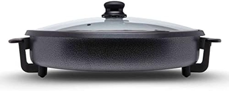 SOGO Sartén Paellera eléctrica con Tapa de Cristal Reforzado y Recubrimiento antiadherente | Ø interior 40 cm | profundidad 4,5 cm | termostato ajustable hasta 240º C | 1500W |SIN PFOA