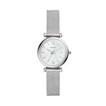 Fossil Women's Carlie Mini Quartz Stainless Steel Mesh Three-Hand Watch, Color: Silver (Model: ES4432)